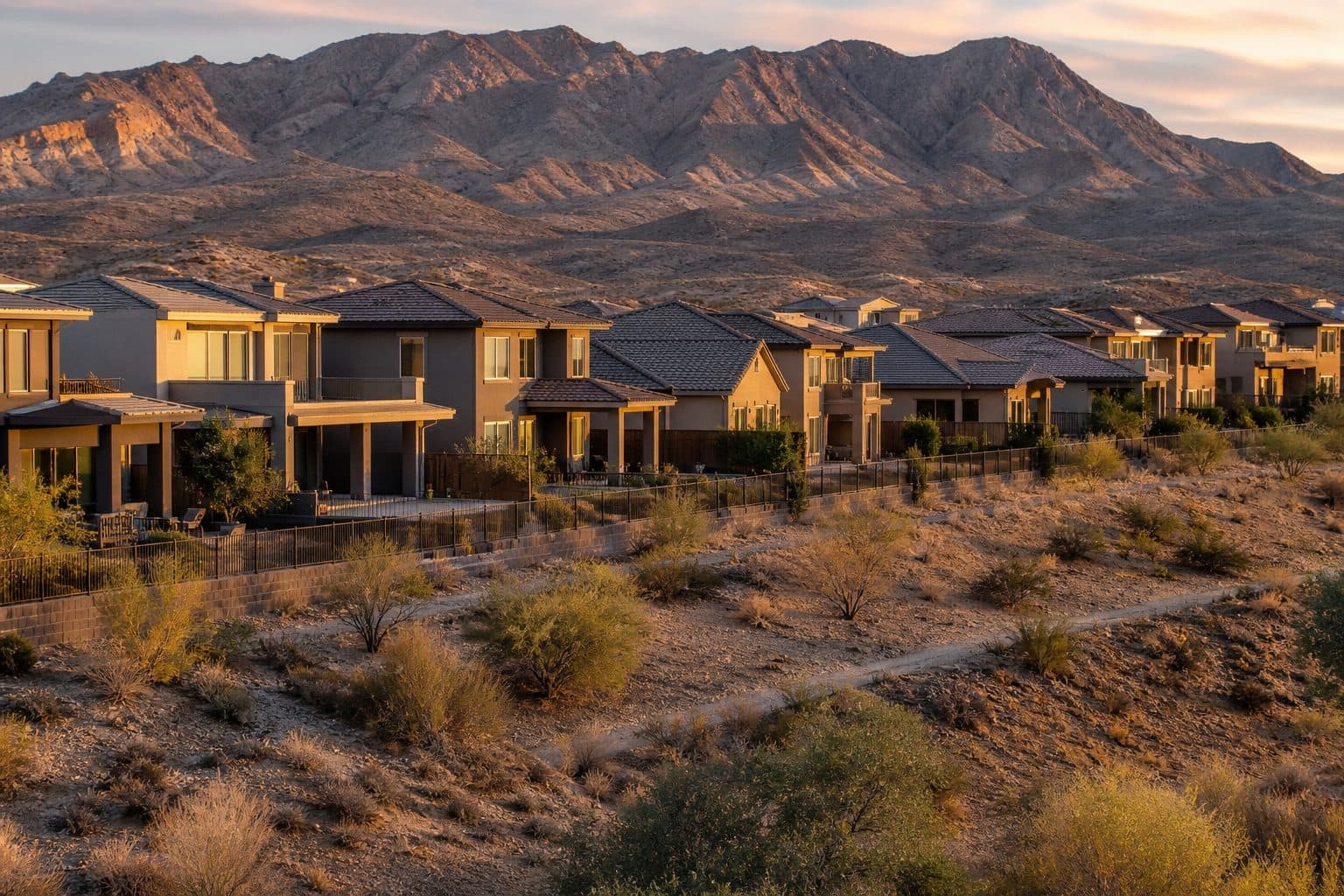 Mountain's Edge southwest Las Vegas homes along open desert