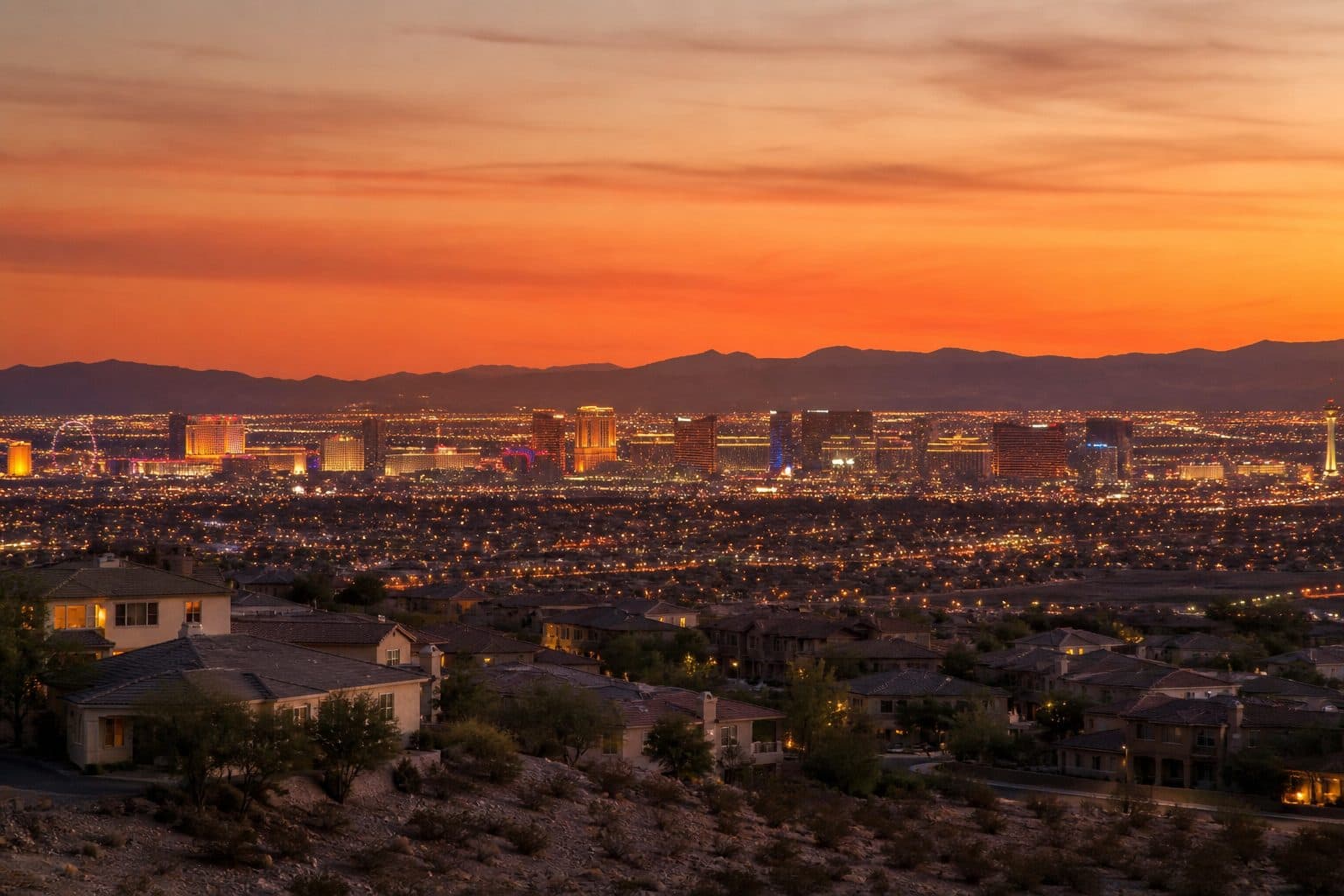 Las Vegas skyline at sunset for California relocators